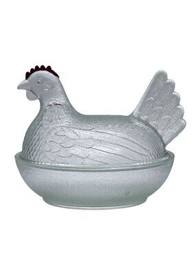 Vintage Indiana Glass Hen On Nest Covered Dish Decorative Kitchenware Farmhouse